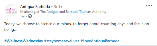 LinkedIn post from Antigua and Barbuda Tourism Authority