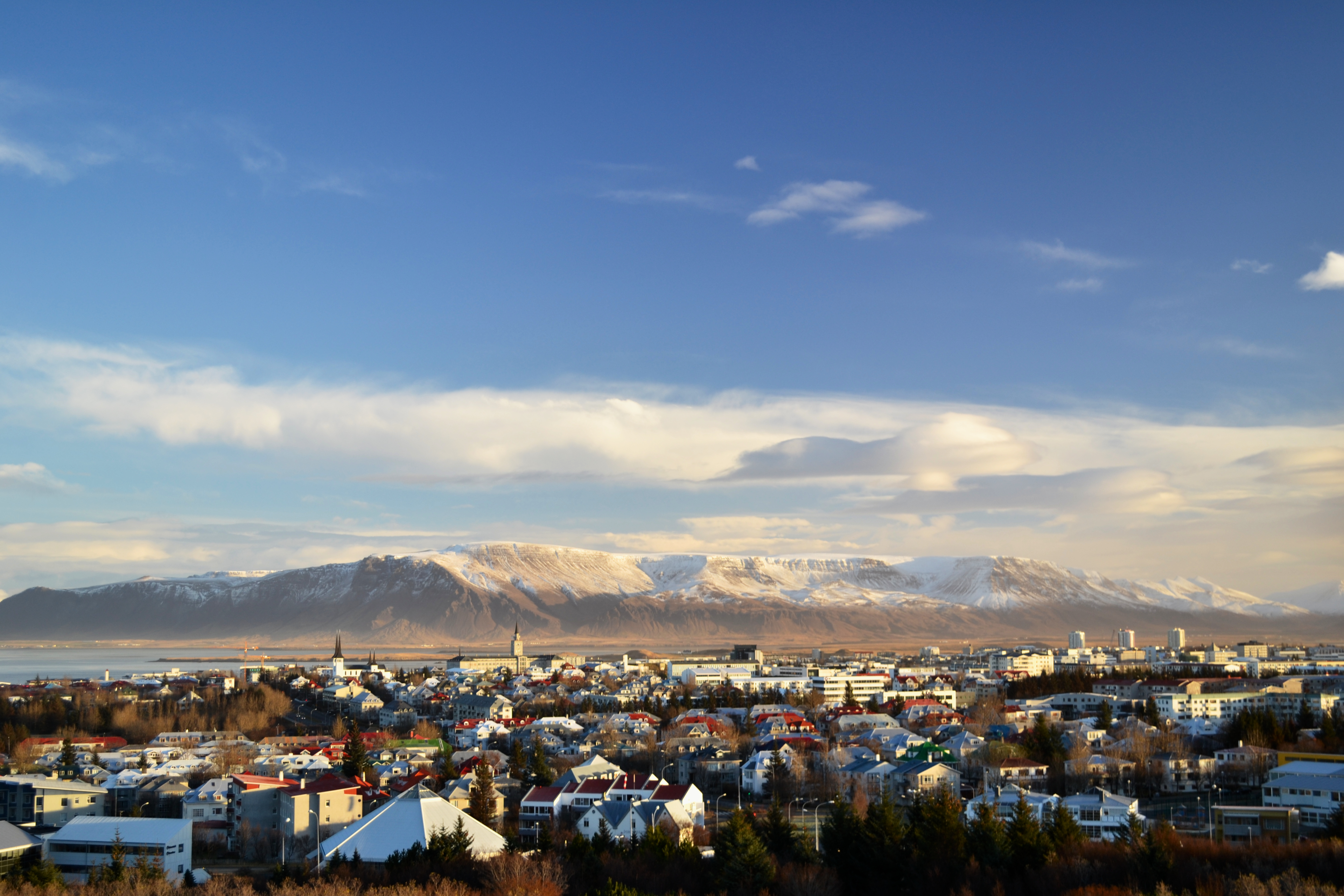 Aerial shot of Reykjavic, Iceland