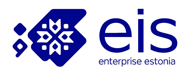A blue logo representing Enterprise Estonia's brand.
