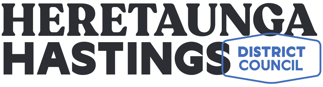 Block black text reading 'Heretaunga Hastings'. This is the district council logo.