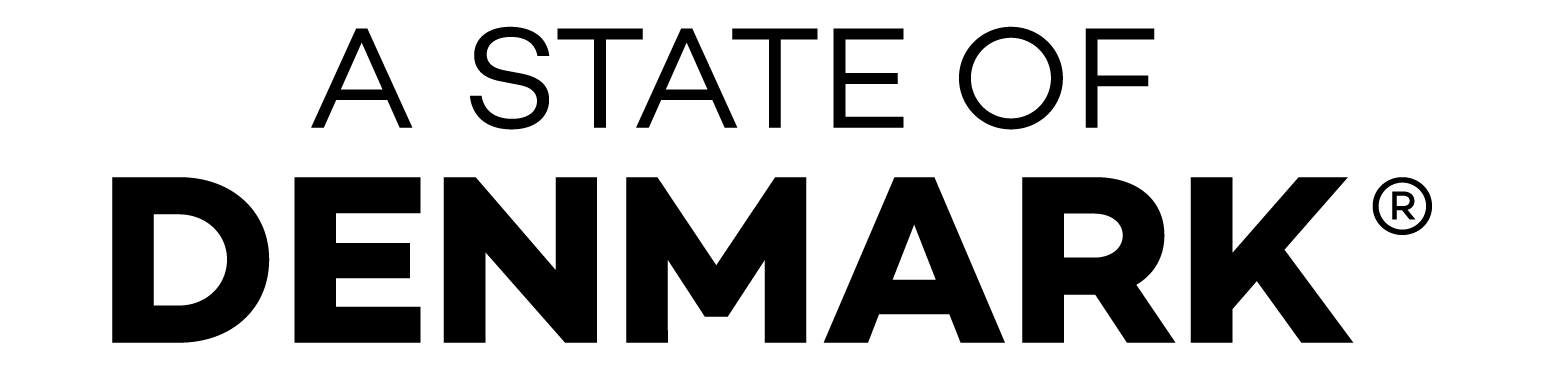 The logo for Denmark's economic development campaign. The text says 'A state of Denmark'. 
